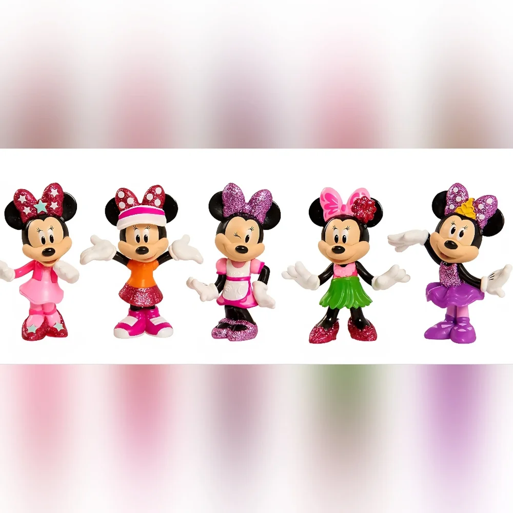 New! Disney 3 Minnie Mouse Puzzles and 5 Pc. Figurine Set